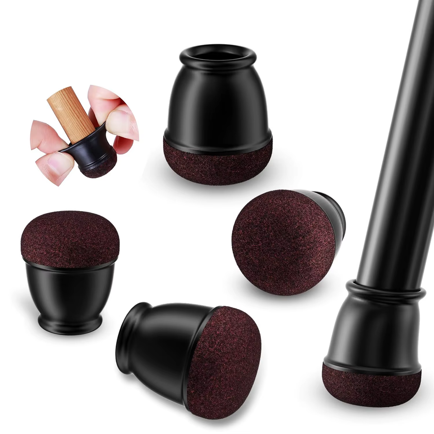 8 pièces noir rond chaise jambe protecteurs pied couverture diagonale avec épais enveloppement feutre tampons Silicone meubles Table pieds protéger les sols