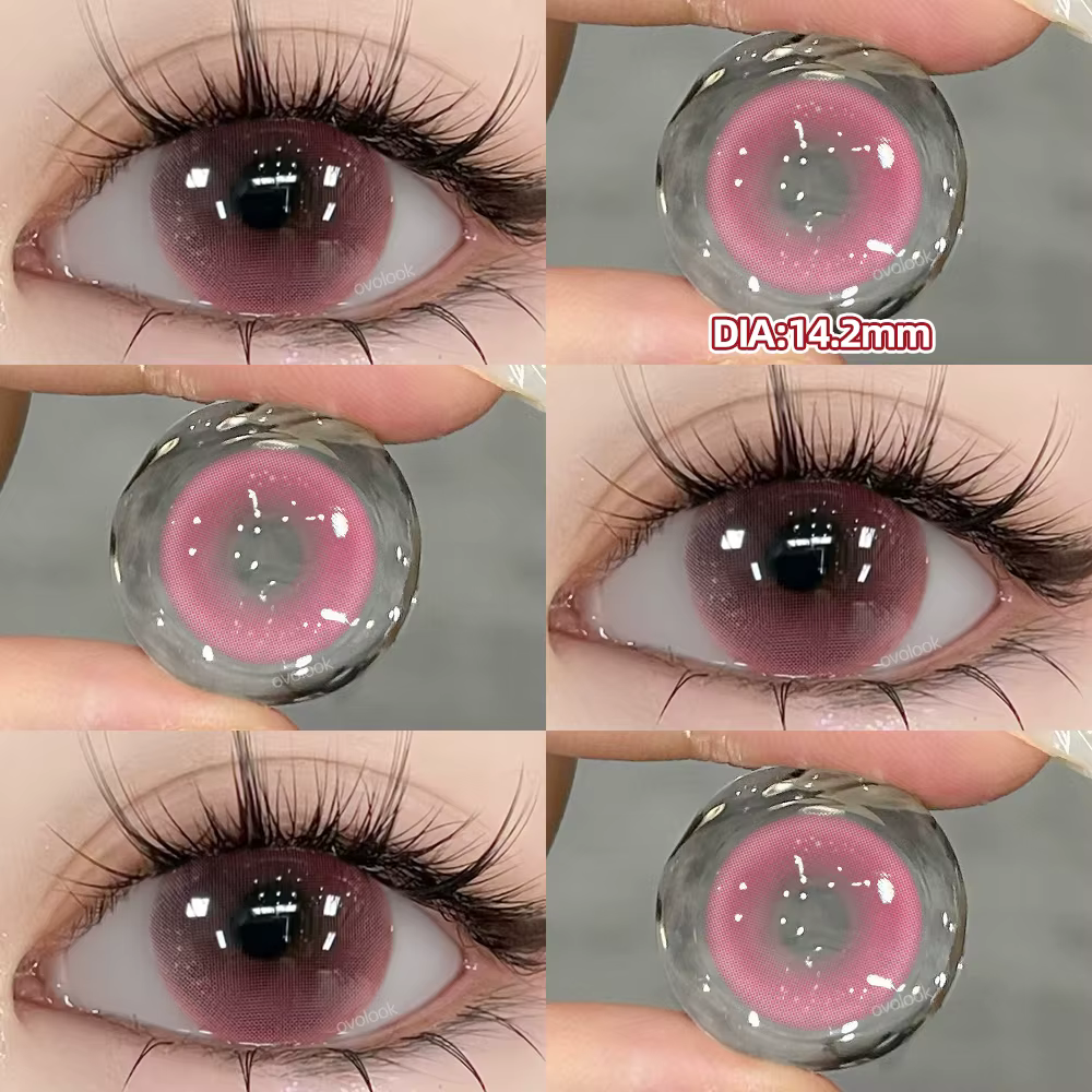 OVOLOOK-1 paire de lentilles de contact colorées pour les yeux, lentilles marron naturelles à la mode, 14.2/14.5mm, lentilles de beauté colorées bleues, violettes, roses