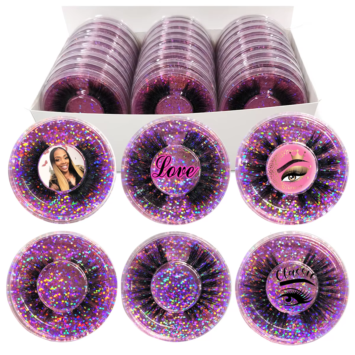 Cils Logo personnalisé 30/50/100 paires Faux