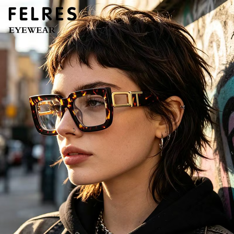 Lunettes de myopie de luxe carrées anti-lumière bleue pour femmes et hommes, monture épaisse, optiques, personnalisables avec dioptrie négative