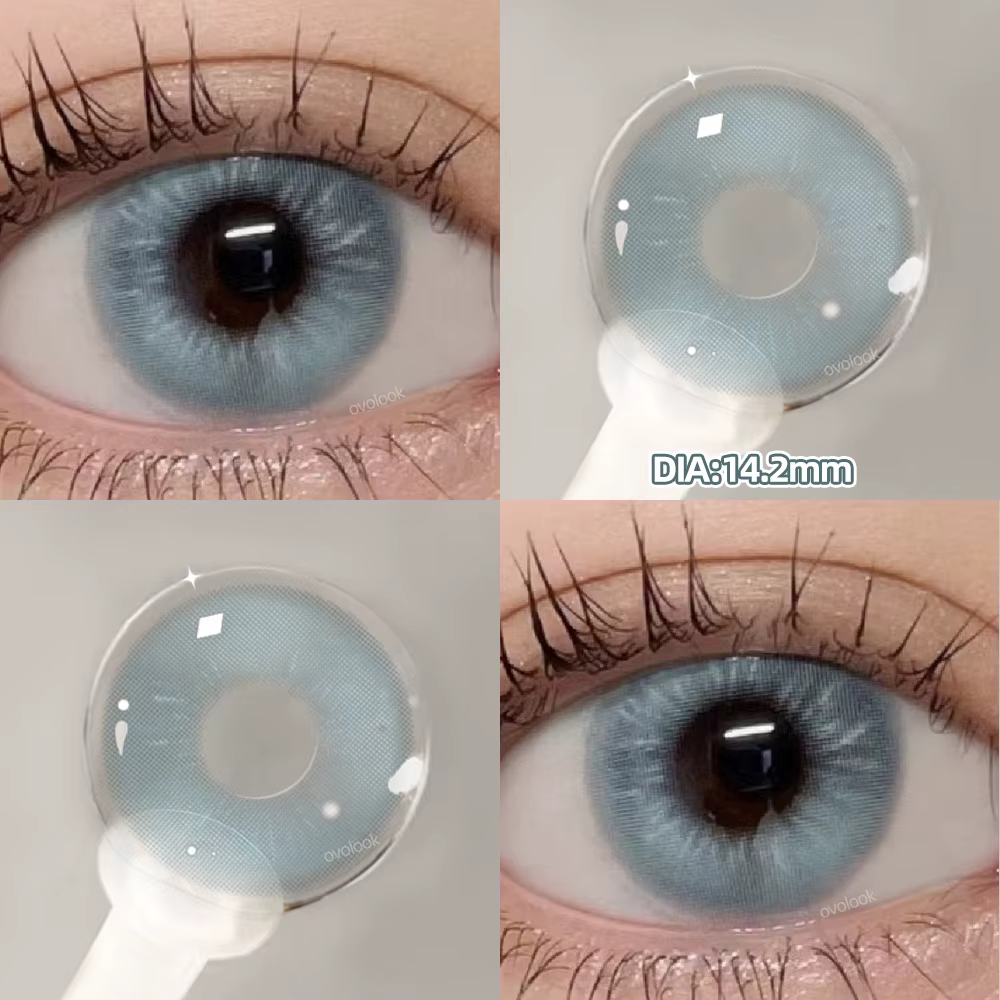 OVOLOOK-2pcs lentilles de Contact colorées sur ordonnance pour les yeux lentilles violettes beauté élèves myopie lentilles de couleur des yeux lentille bleue naturelle