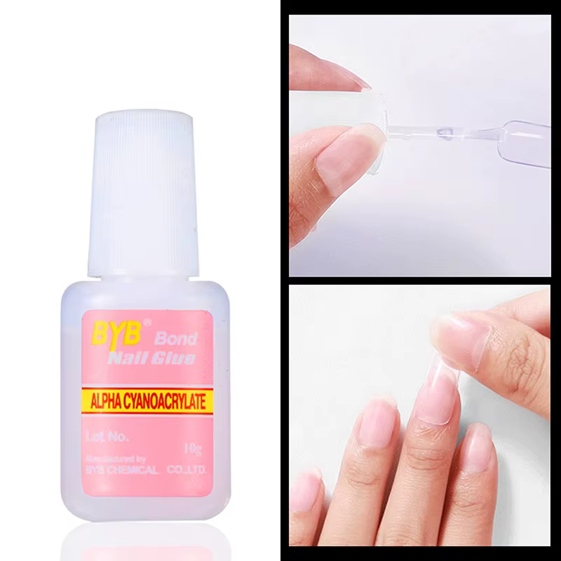 Colle à ongles 10g avec pinceau pour faux ongles, transparente, forte, séchage rapide, outil pour manucure et faux ongles.