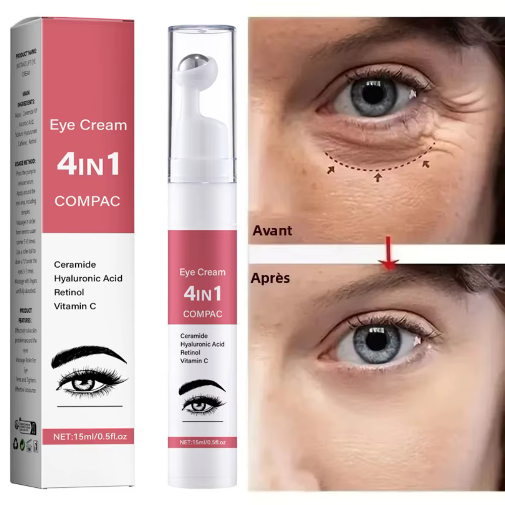 Crème pour les yeux 4 en 1 de 15 ml – Réduit les ridules