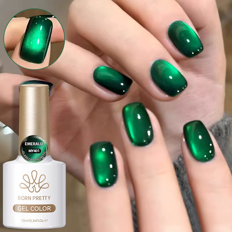 BORN PRETTY 10ml vert émeraude chat Gel magnétique vernis à yeux perle de verre tremper UV LED Salon d'art des ongles bricolage à la maison manucure
