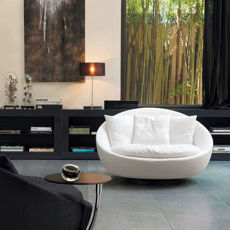 Fauteuil pivotant d'appoint, fauteuil de salon rond, design moderne, luxe, en cuir, canapé inclinable, velours, style nordique
