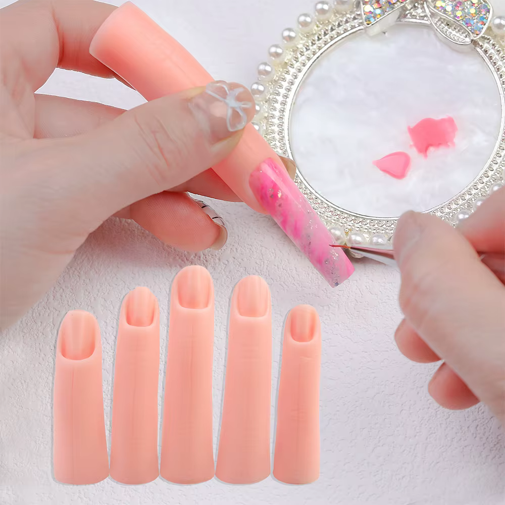 5 pièces/ensemble, Faux doigts naturels en silicone, formation nail art, manucure, modèle pratique, affichage, outils de maquillage