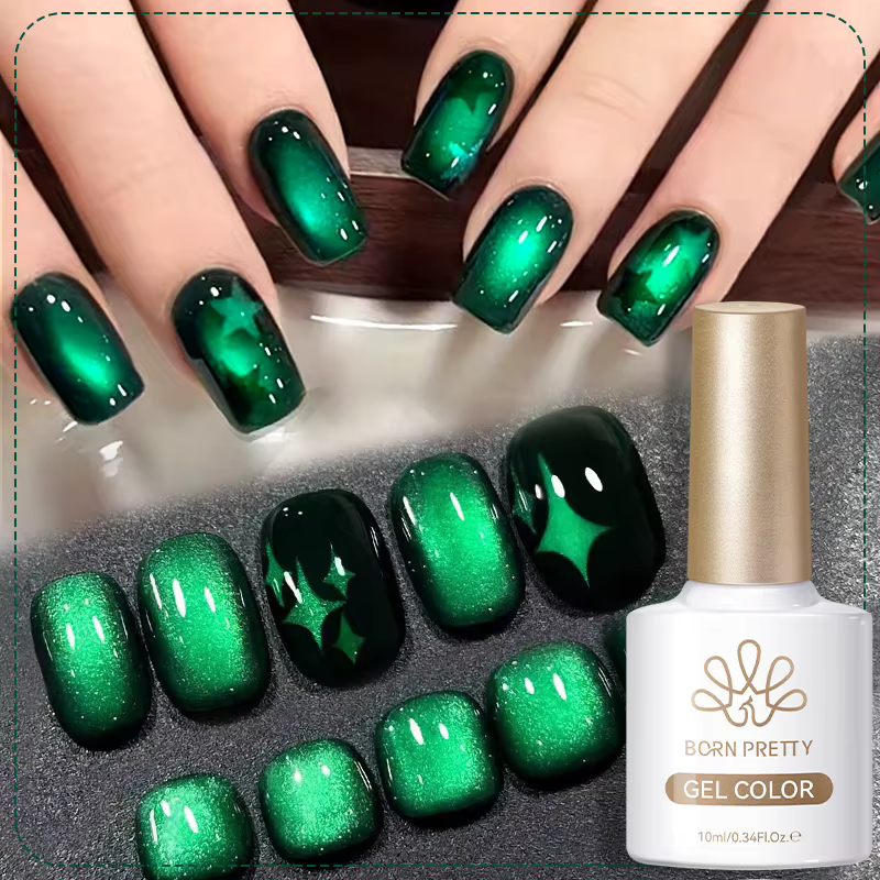 BORN PRETTY 10ml vert émeraude chat Gel magnétique vernis à yeux perle de verre tremper UV LED Salon d'art des ongles bricolage à la maison manucure
