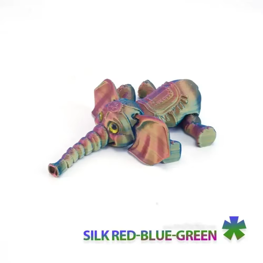PLA – modèle d'éléphant imprimé en 3D, Figurine d'action d'éléphant mobile multi-articulée, Mini poupée éléphant de couleur unie, décoration de bureau