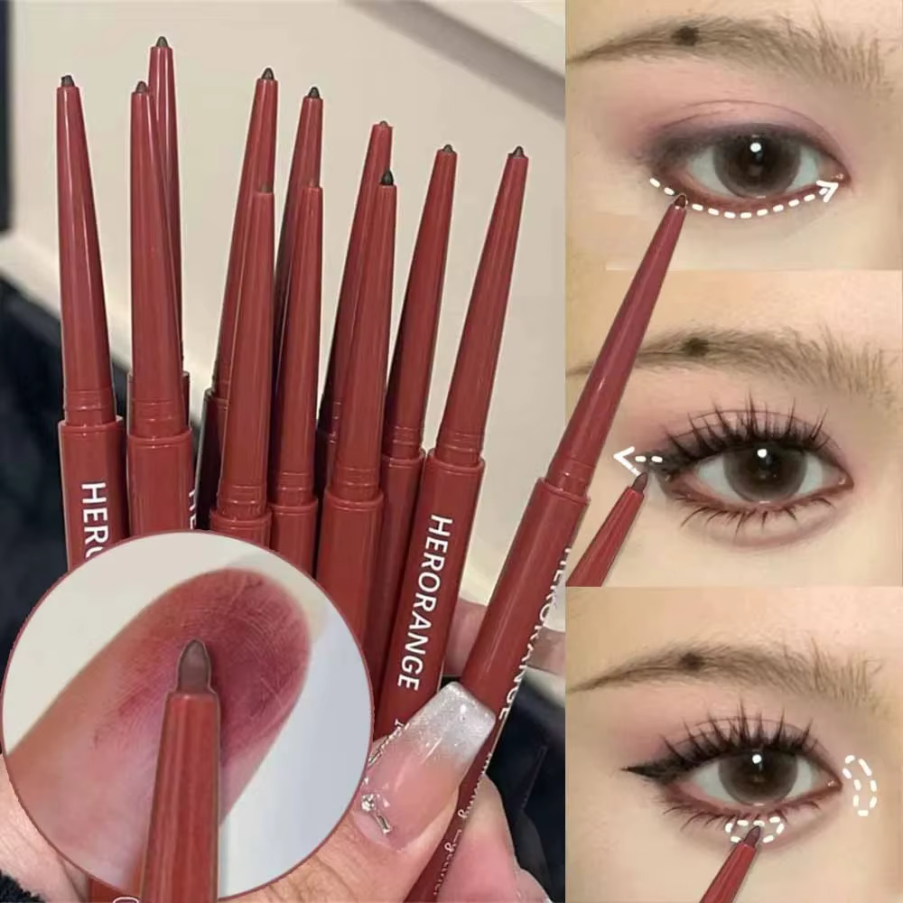Crayon Eyeliner 12 Couleurs Rouge Vin Lisse Haute Pigmentation Mat Imperméable Aegyosal pour Effet Yeux de Soie Cosmétique