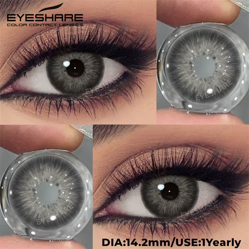 EYESHARE 2 pièces Grya yeux bruns lentilles de Contact couleur naturel confortable bleu