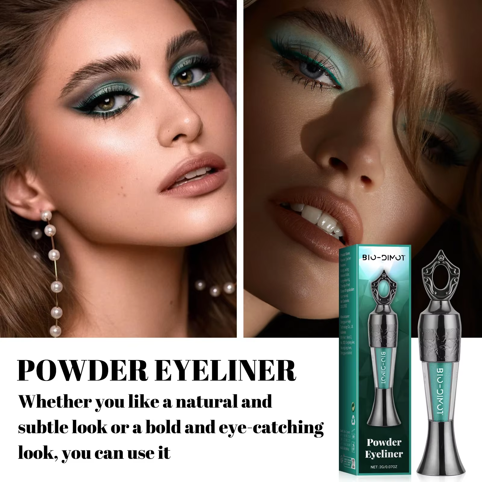 Eyeliner en poudre imperméable et anti-taches – Couleur longue durée et intense pour un aspect naturel ou audacieux