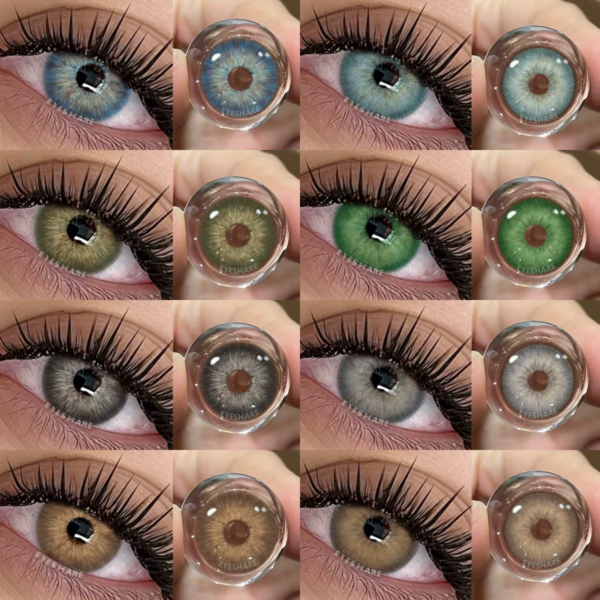 AMARA Lentilles de contact de couleur marron Look naturel