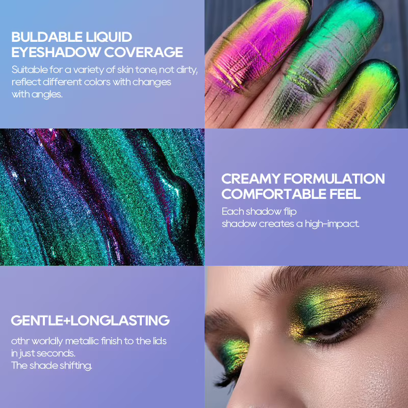 Pigments de changement de vitesse multi-chromes fard à paupières liquide caméléon