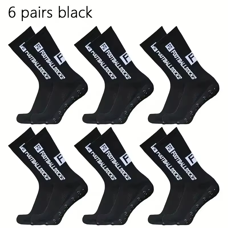 6 paires de chaussettes de Football respirantes pour hommes et femmes, chaussettes de Sport antidérapantes à fond en Silicone, chaussettes de Baseball, de Sport en plein air, de Yoga