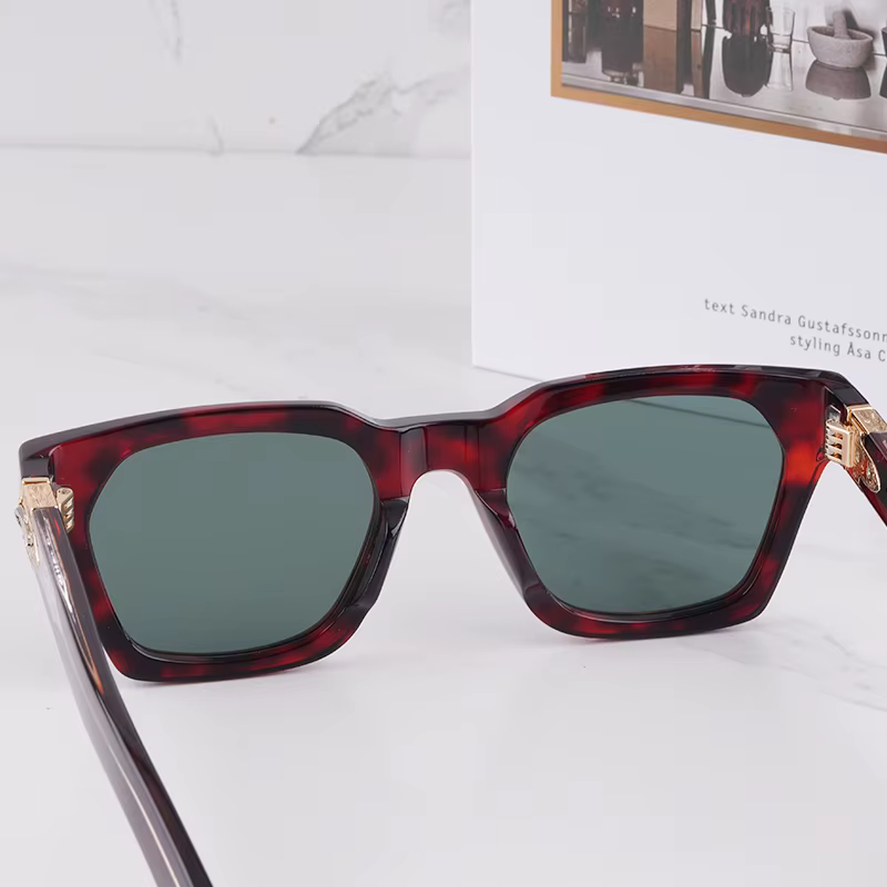 STERETT – Lunettes de soleil œil de chat vintage rouge écaille de tortue pour homme