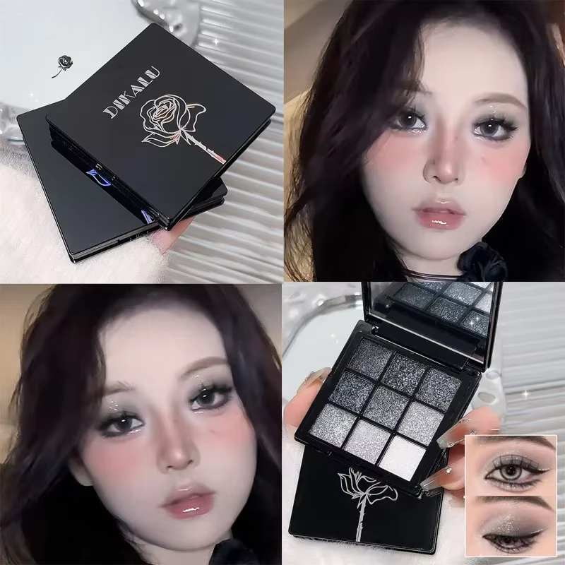 Noir rouge Punk fumé 9 couleurs fard à paupières perle froid couleur foncée maquillage
