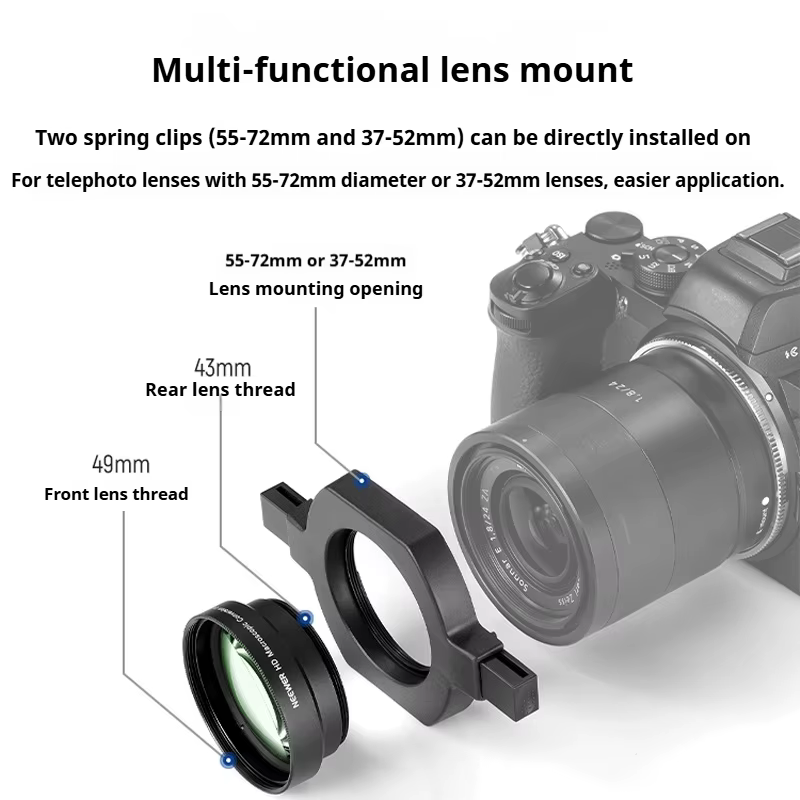 NEEWER LS-40 37-72mm objectif gros plan objectif Macro à pression pour Sony Nikon Canon Fuji gros plan haute définition pour la nature morte
