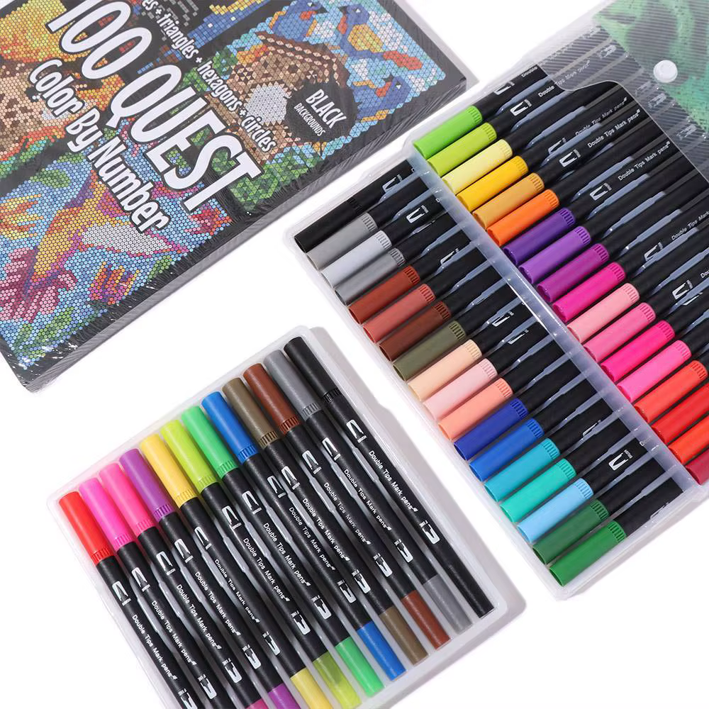 Livre de coloriage et d'activités créatives pour enfants : Peinture par numéros éducative, DIY, double face, crayons aquarelle