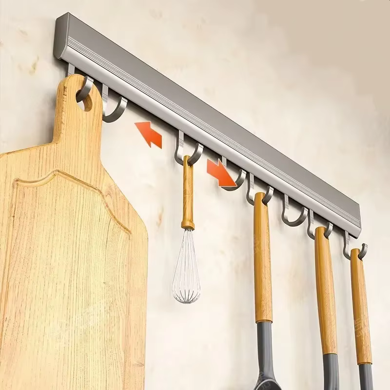 Support de rangement de cuisine en alliage d'aluminium, support mural pour ustensiles de cuisine, porte-serviettes pour Robe de salle de bain