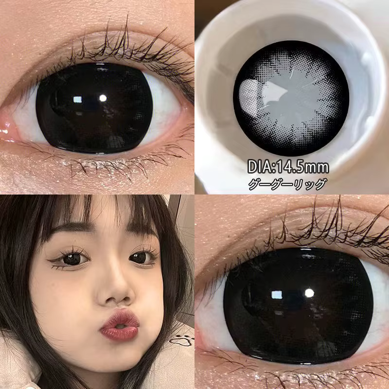 Lentille de contact noire deux pièces de grand diamètre