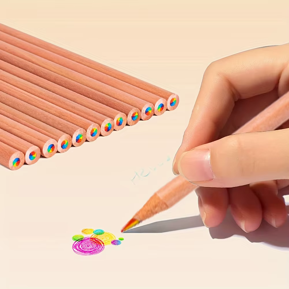 Crayons arc-en-ciel en bois, noyau multicolore 7 en 1, pour bricolage, artisanat, dessin artistique, artiste, adulte, cadeaux de vacances, retour à Schoon, 10/30 pièces