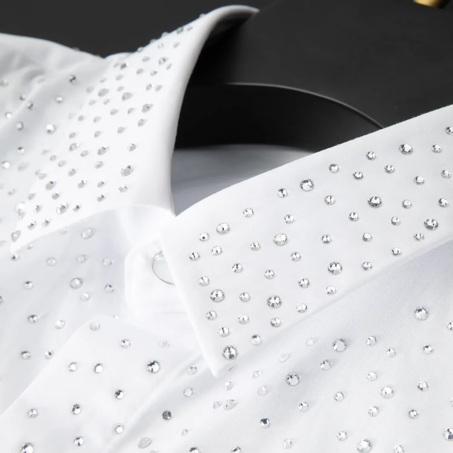 Chemise tchèque à strass pour hommes, manches longues, Slim, décontractée, vêtements de discothèque, fête sociale, chanteur de scène