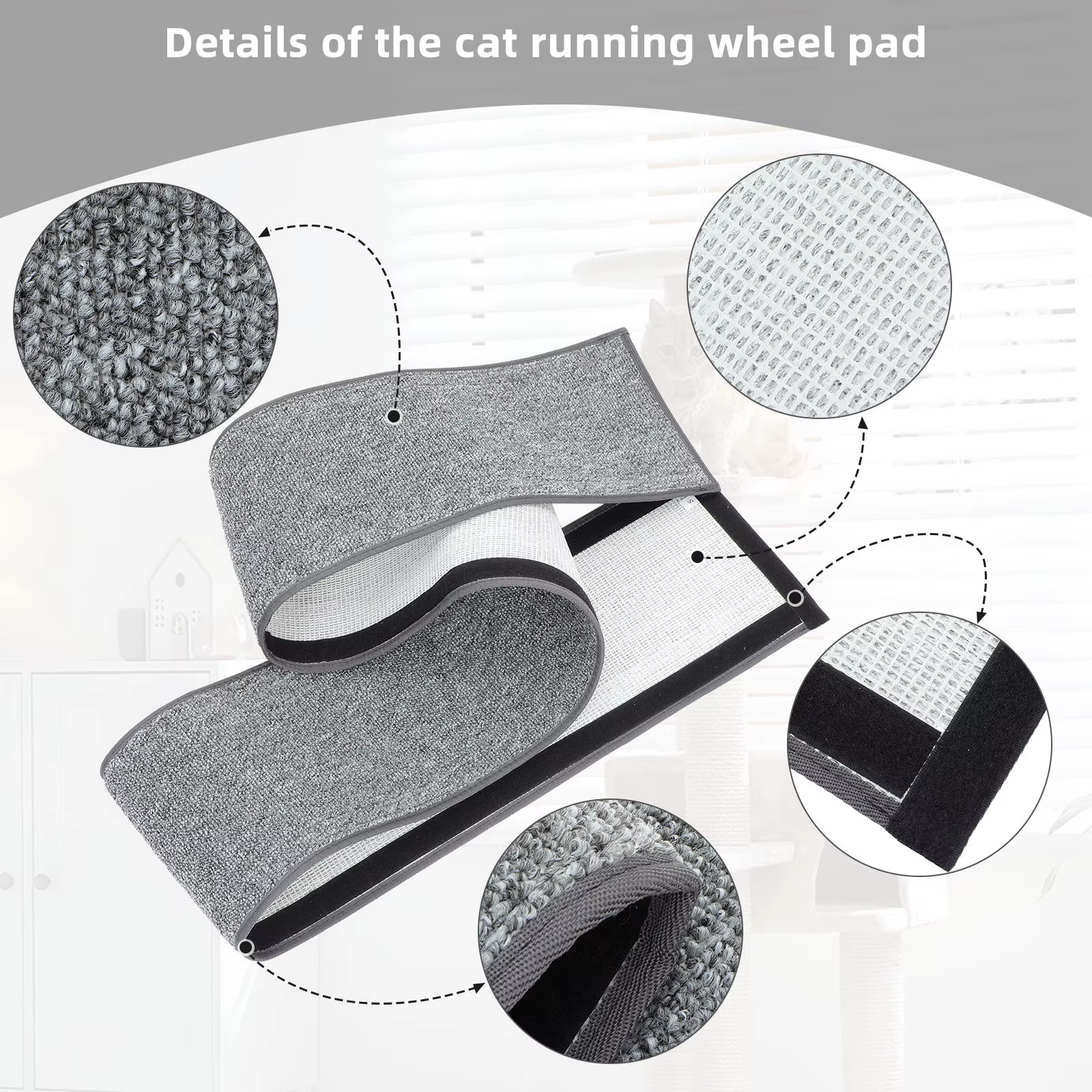 Tapis antidérapant en feutre pour roue d'exercice pour chat, coussin pour base de roue de course, réduit le bruit, protège les sols, remplacement idéal pour les chats