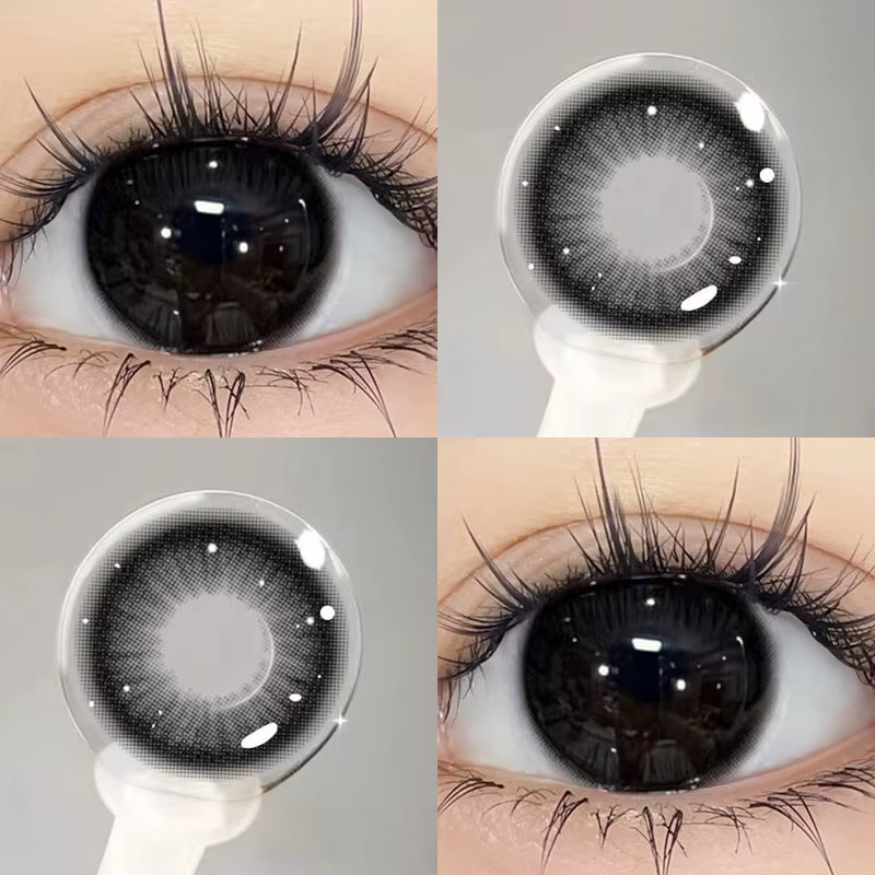 YIMEIXI 1 paire de lentilles de Contact noires 14.5mm pour les yeux avec myopie 0 à -8.00 degrés 1 jour utilisation