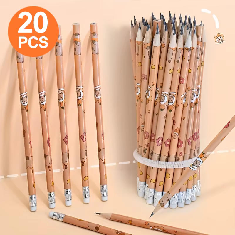 20 crayons ronds Kapibara, longueur 7,47 pouces (cm), avec mine de crayon, pour le dessin, le traçage, le marquage, fournitures artistiques, crayons pour le travail du bois, papeterie, fournitures de 