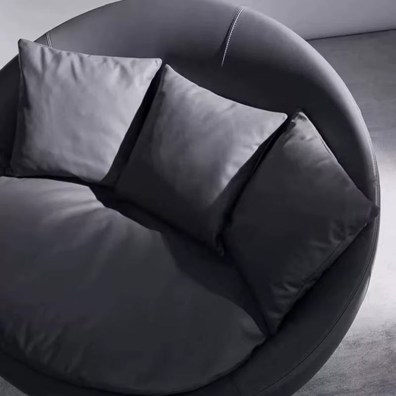Fauteuil pivotant d'appoint, fauteuil de salon rond, design moderne, luxe, en cuir, canapé inclinable, velours, style nordique