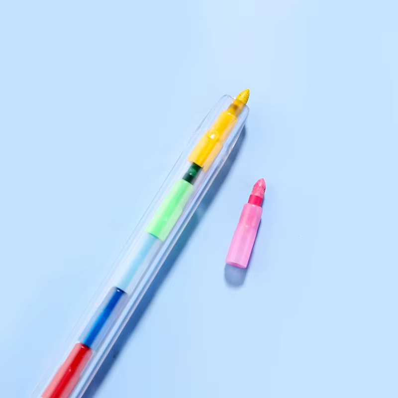 Lot de 12 crayons empilables et assemblables, cadeaux de fête, outils de dessin multicolores pour graffiti, crayons de couleur magiques pour l'école et le bureau
