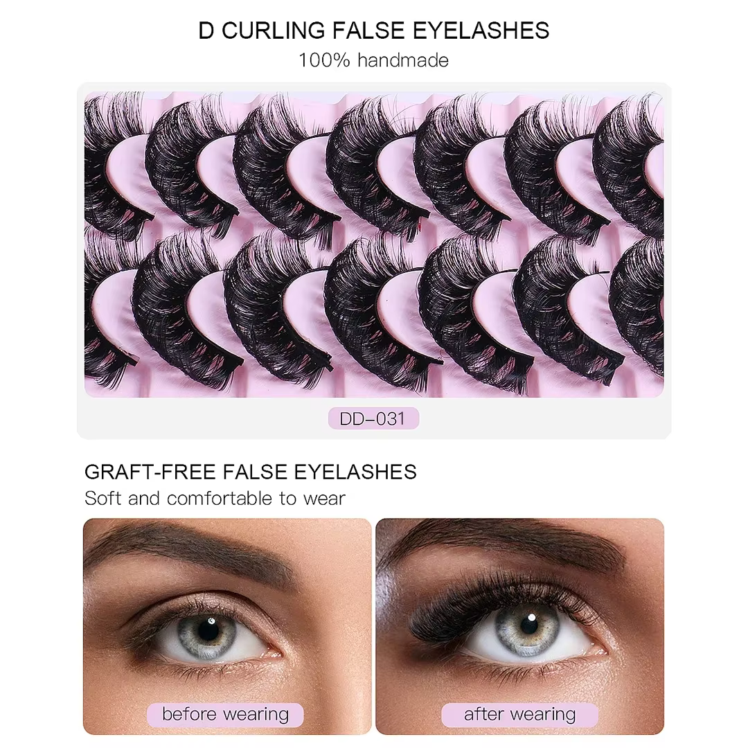Faux cils à bande russe, extension pour les yeux, 10 paires