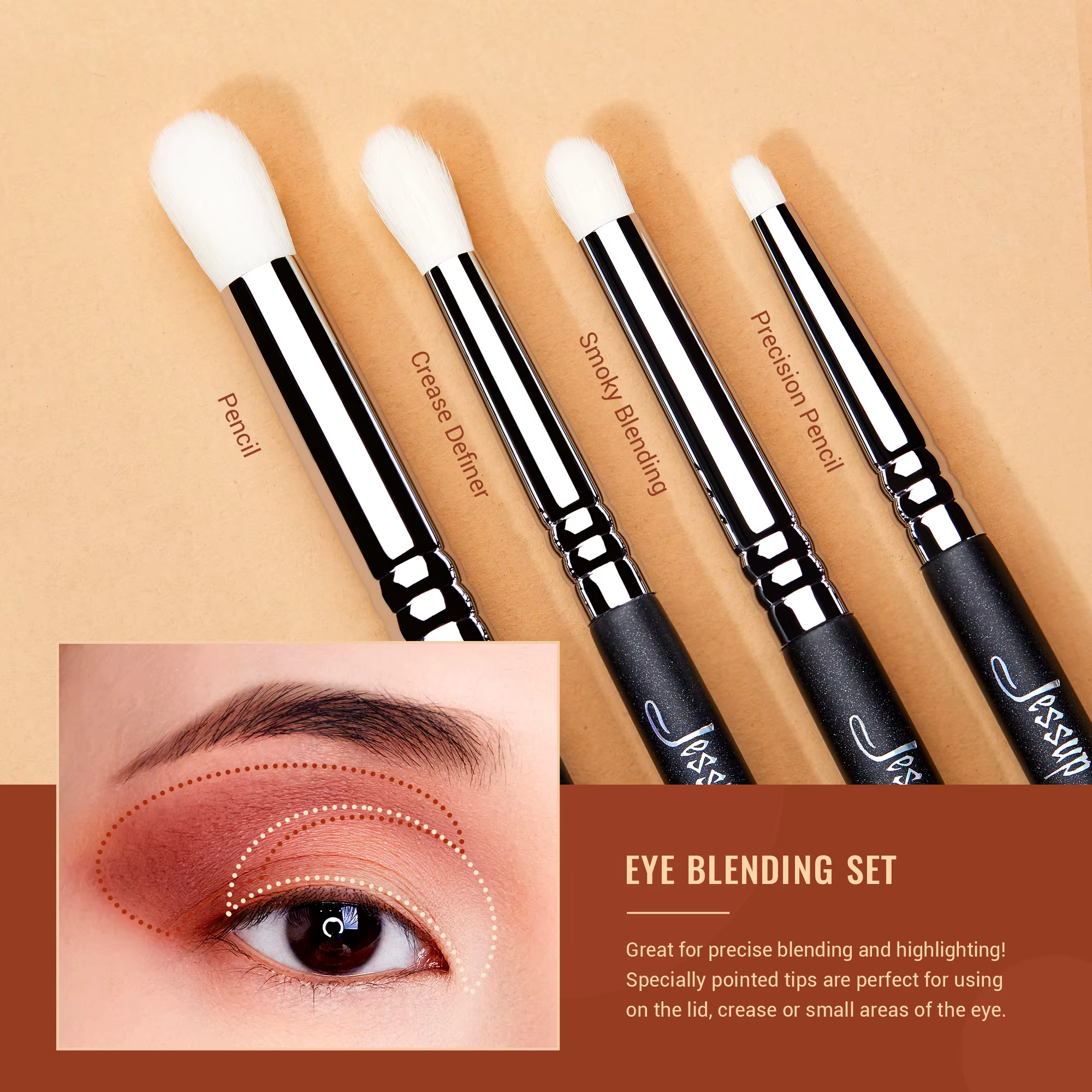 Jessup-Ensemble de pinceaux de maquillage pour les yeux