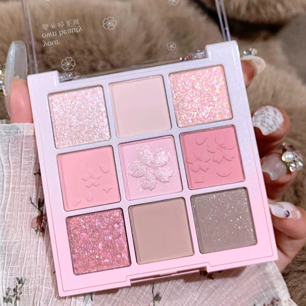 Palette de fards à paupières rose Sakura 9 couleurs
