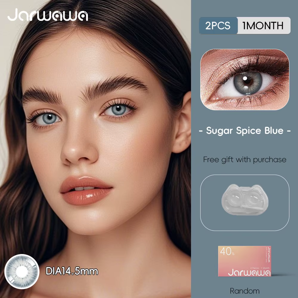 JARWAWA 1 Paire Lentilles de Contact Cosmétiques Colorées Effet Naturel Grandes Yeux Coréennes Mensuelles Bleu Gris