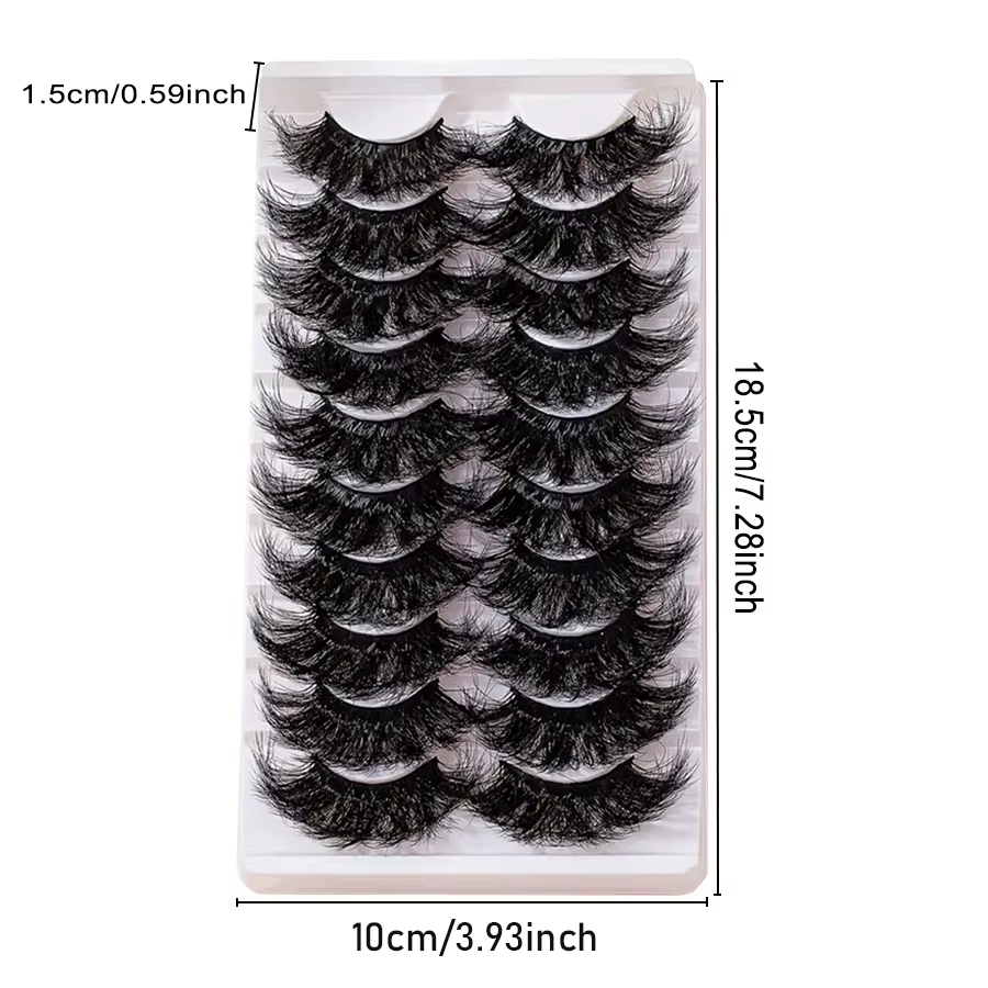 10 paires de faux cils volumineux