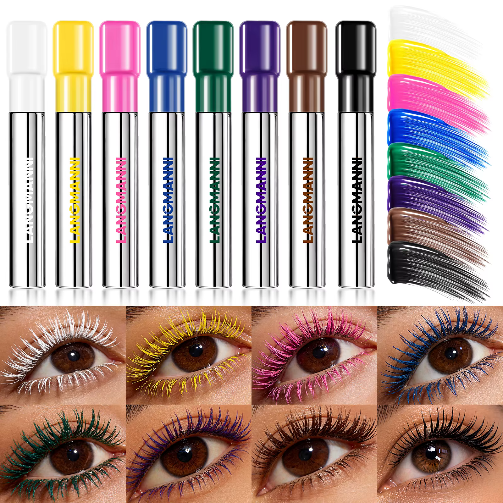 Mascara bleu mat en fibres de soie
