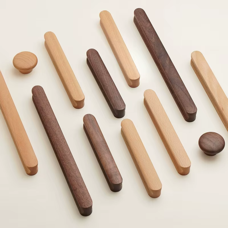 Poignées d'armoire en bois massif naturel, pour tiroirs de cuisine, armoires minimalistes, poignées de sécurité pour enfants, boutons de porte nordiques en bois, décoration de maison