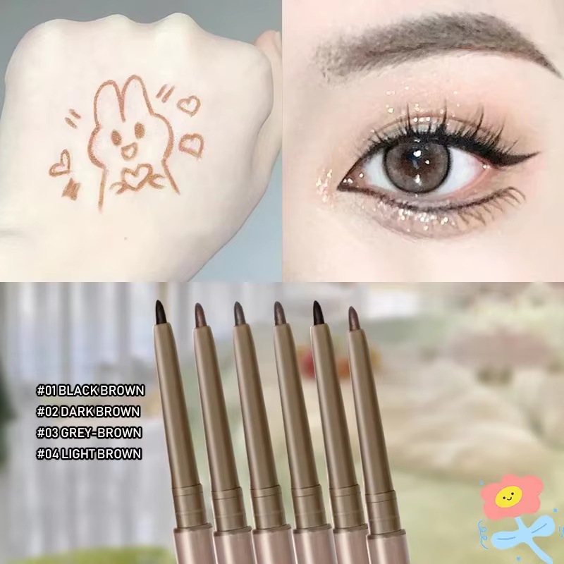 Eyeliner couché ver à soie Gel crayon 2in1 imperméable longue durée sans taches noir marron stylo à sourcils pour débutant maquillage cosmétiques