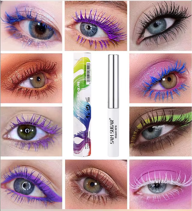 Mascara cils rouge marron maquillage de scène de noël