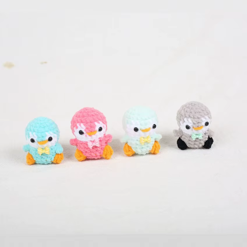 Porte-clés pingouin en Crochet fait à la main, fil de laine délicat, Style féminin, Original, fait à la main, Animal, haricot de sucre, pendentif mignon