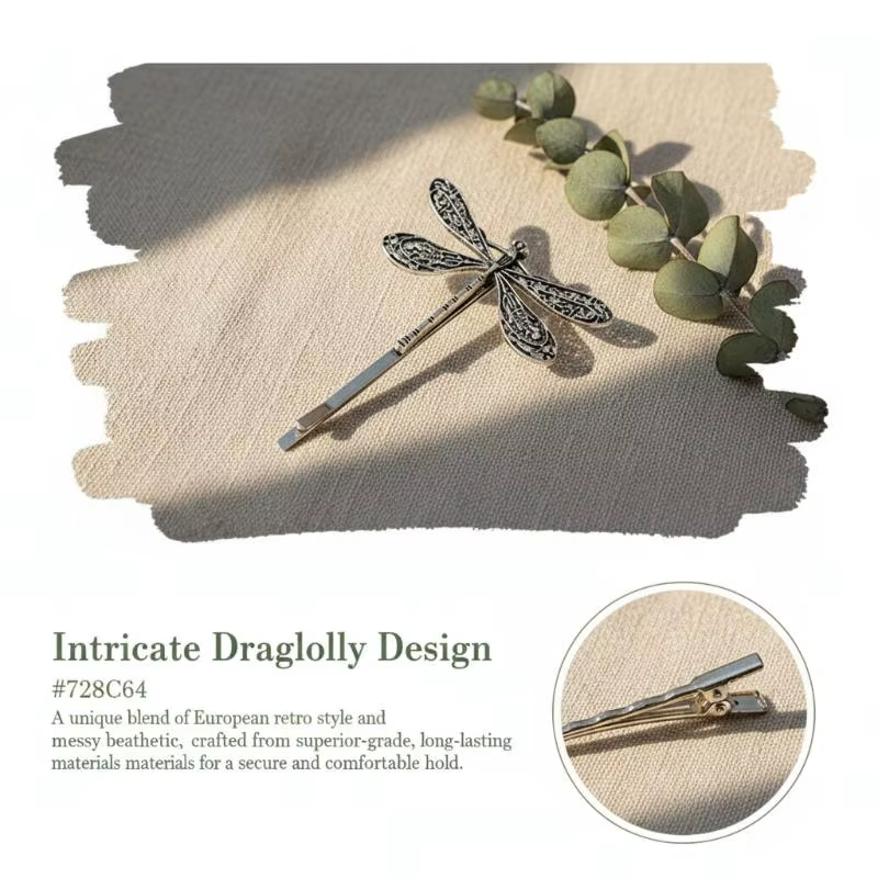 Barrettes à cheveux Dragonfly au design vintage pour femmes et filles