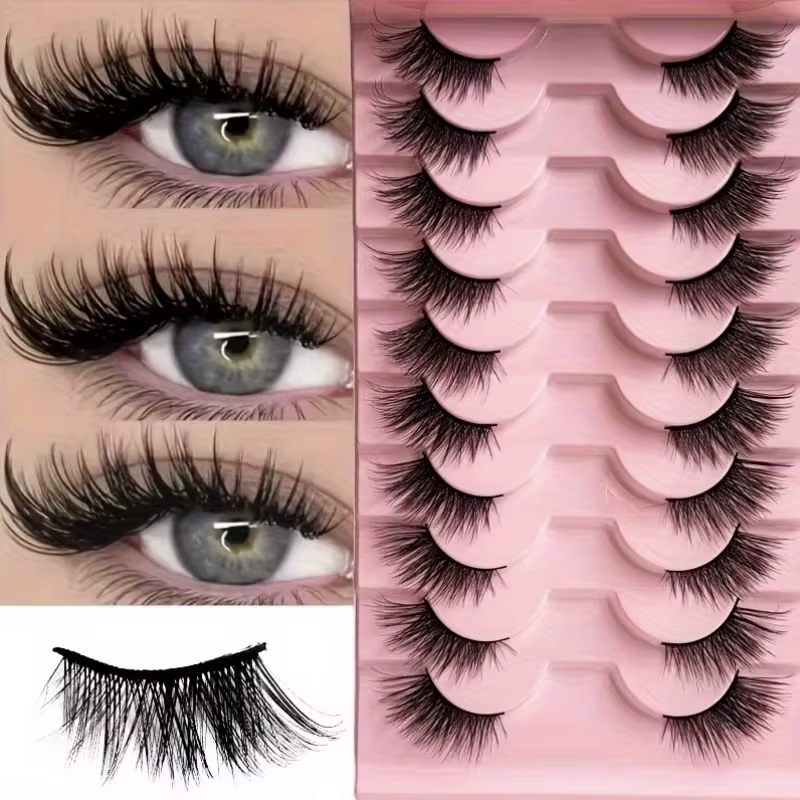 10 paires de cils épais effet œil de chat