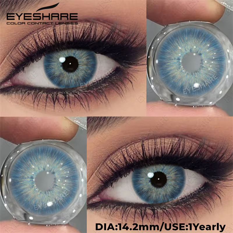 EYESHARE 2 pièces Grya yeux bruns lentilles de Contact couleur naturel confortable bleu