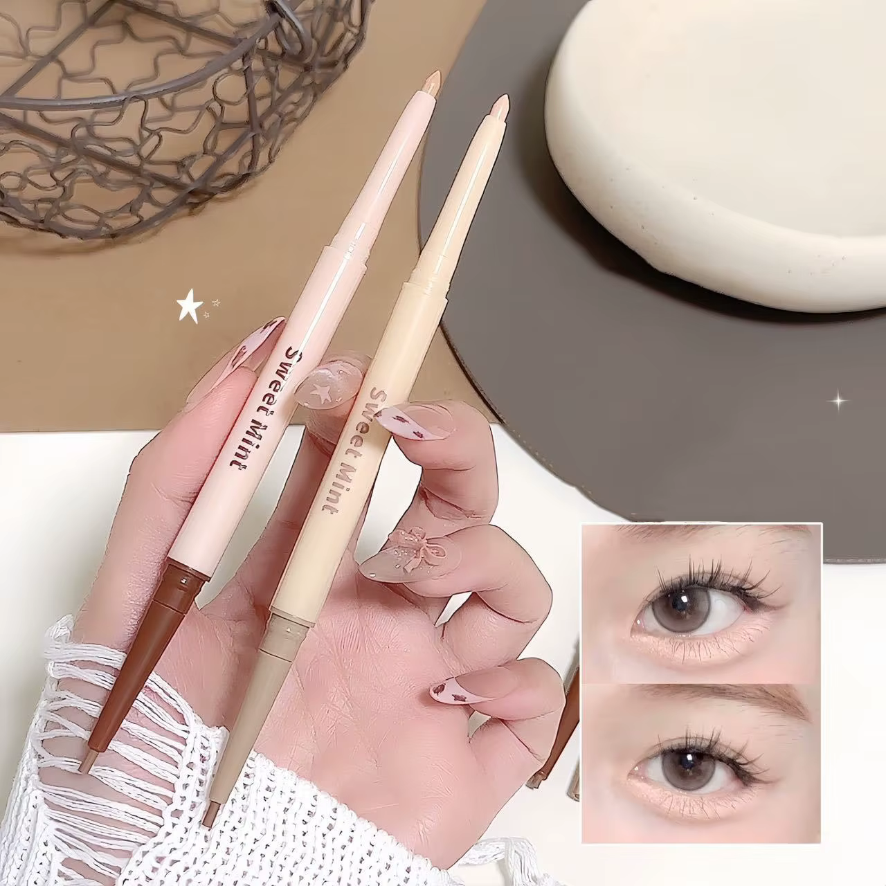 Crayon Eyeliner Double Pointe 2-en-1 : Illuminateur et Bronzer pour les Yeux