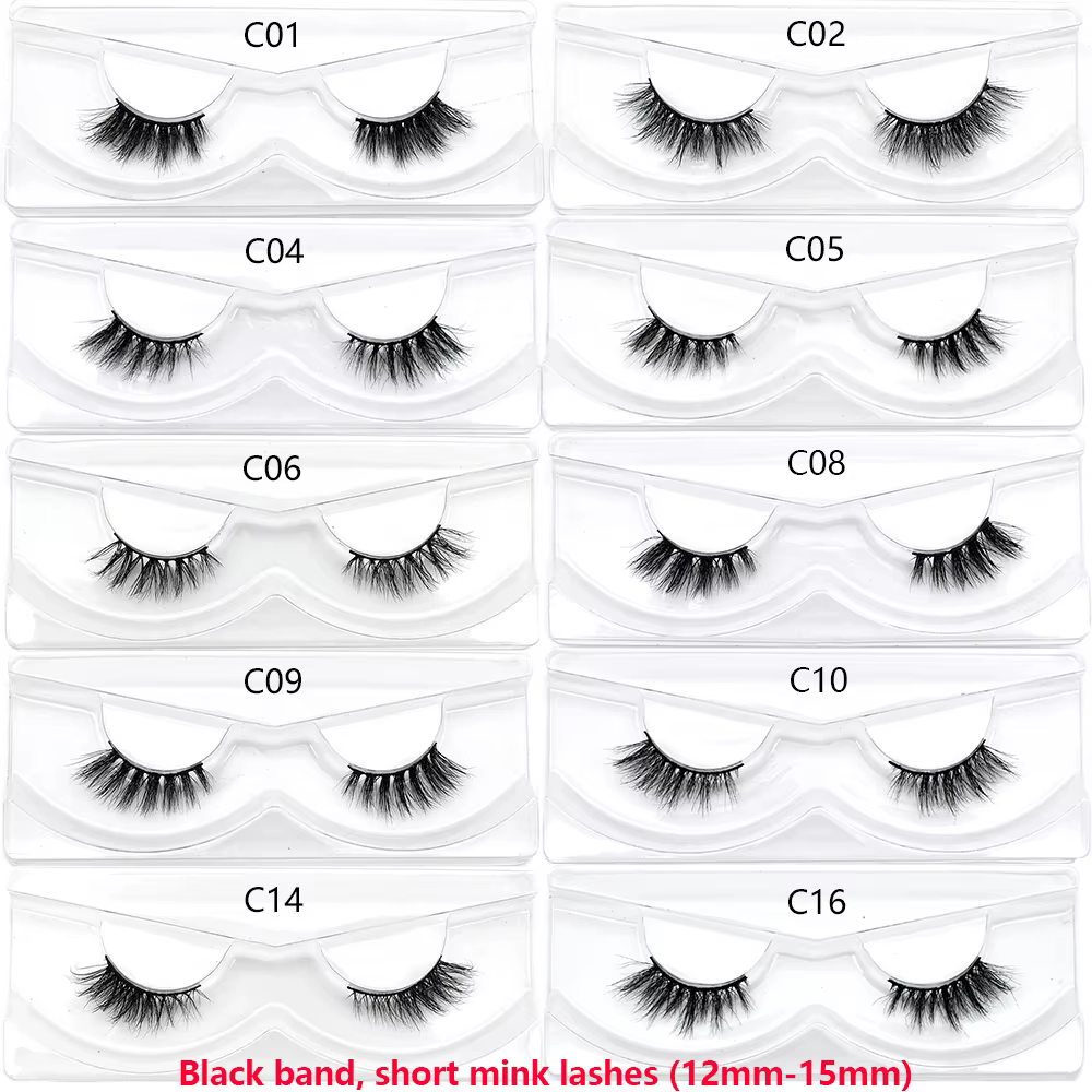 Demi-cils en vison, cils artificiels doux et moelleux