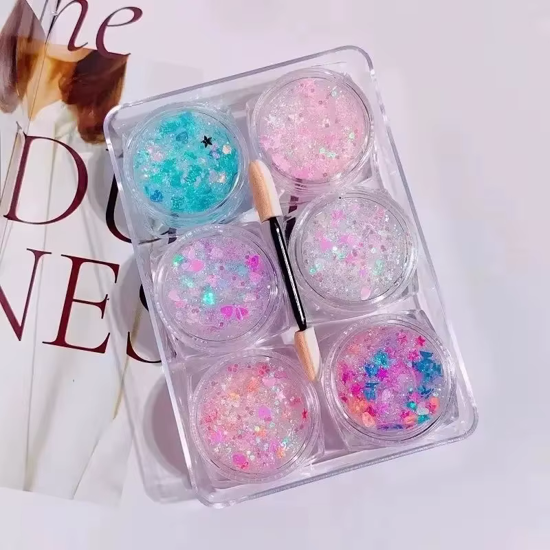 6 pièces/ensemble paillettes visage paillettes Gel maquillage