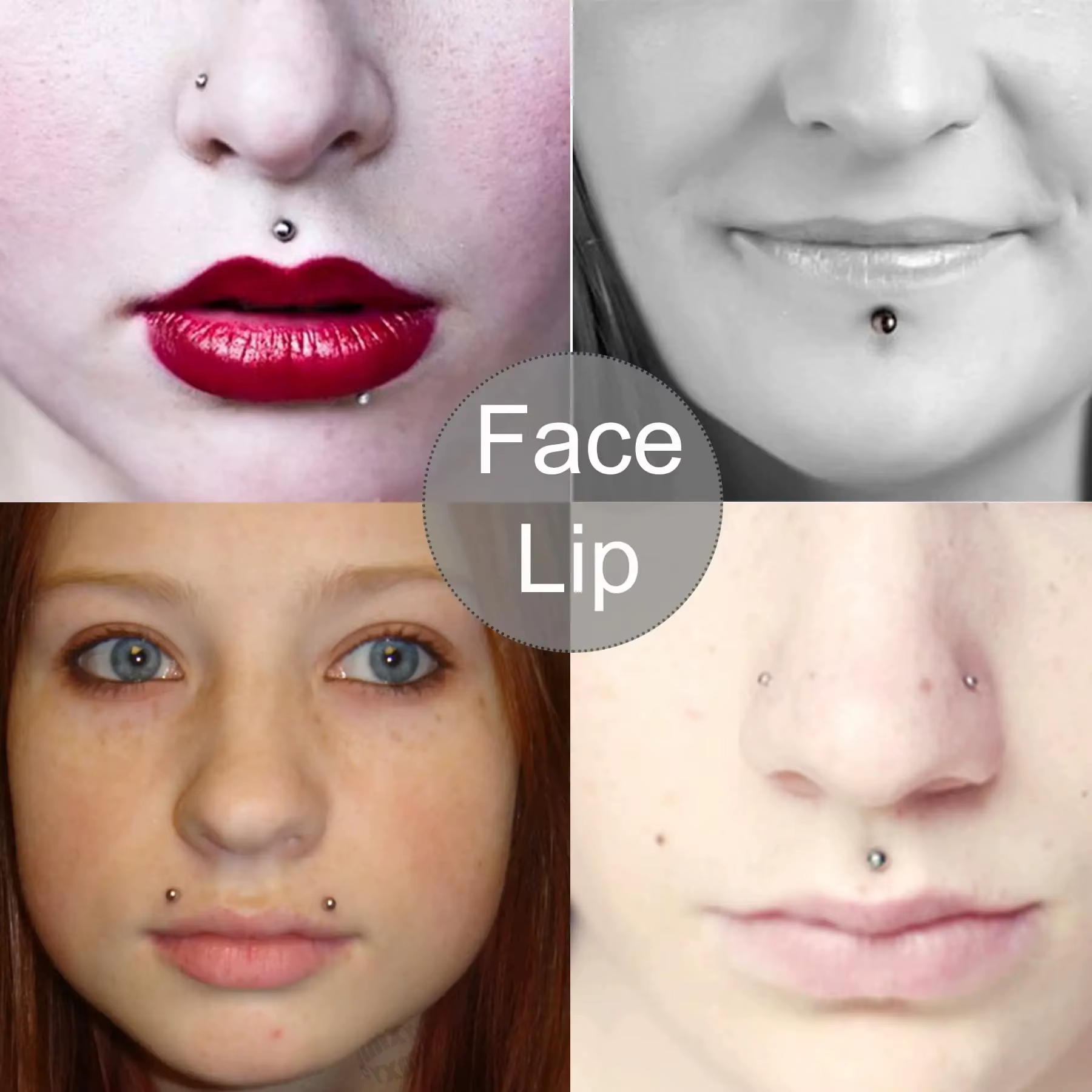 Faux sourcils Piercing faux lèvres Labret goujons bâton sur faux nez Stud Piercing Facial adhésif visage bijoux Non Piercing peau