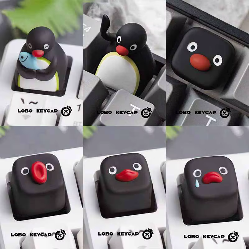 Série Pingu amusante, Expressions multiples, clavier mécanique de Style pingouin mignon, remplacement du capuchons de touches, matériau en résine, cadeaux de périphérie Esc