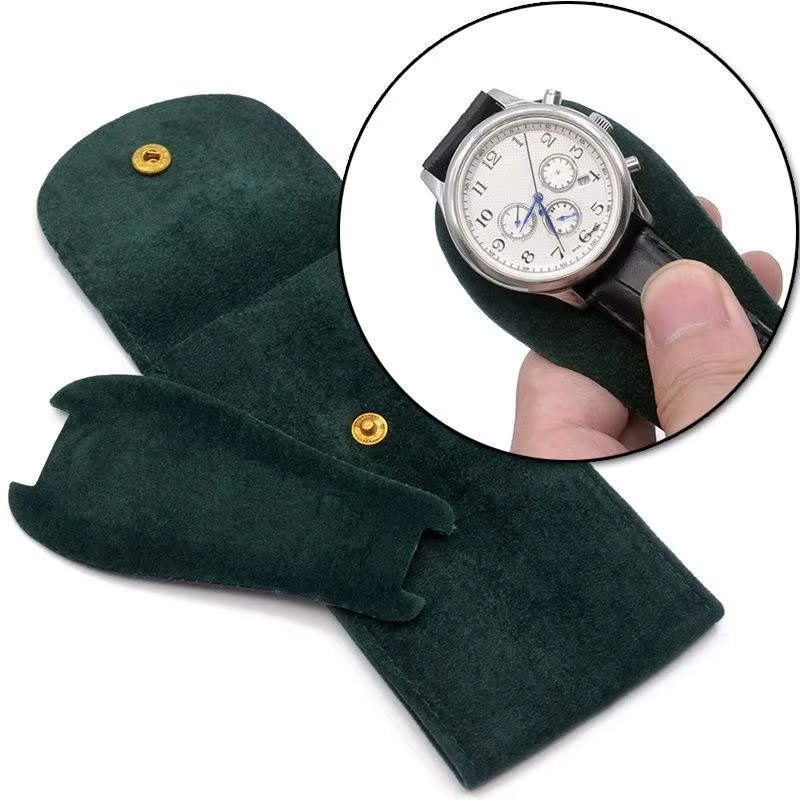 Sac de rangement pour montres en velours, anti-poussière, doublure douce anti-rayures, fermeture à pression, pour collection et voyages quotidiens
